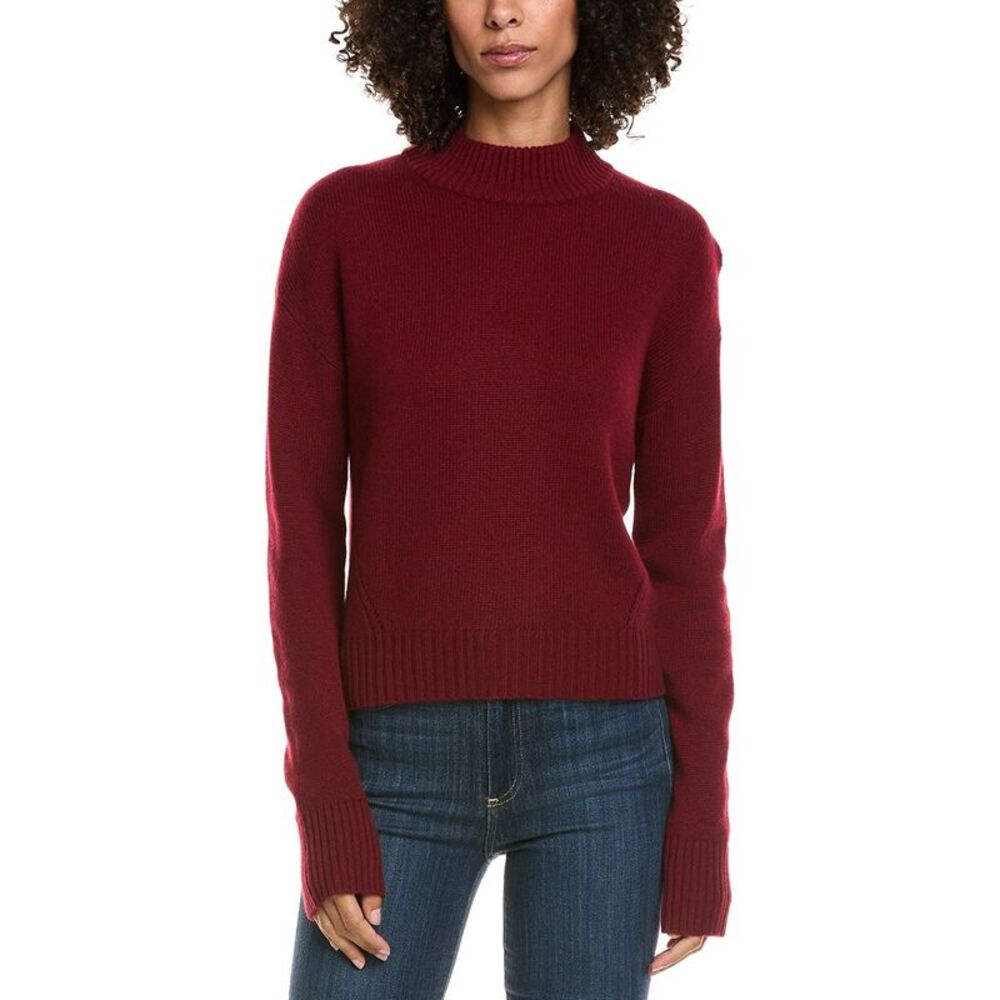 Incashmere Womens  Crop Mock Wool & Cashmere-Blend Sweater, Red